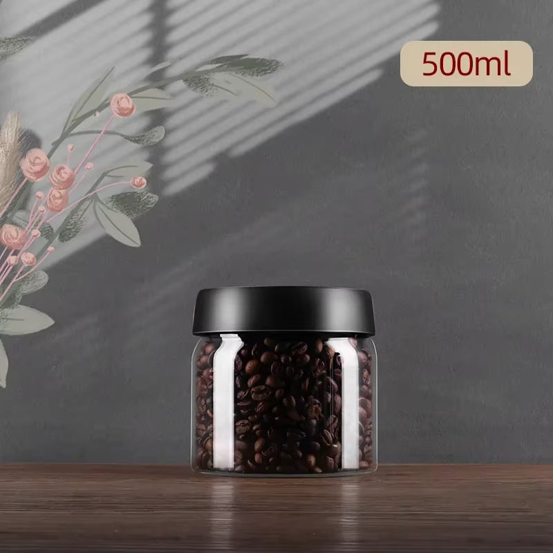 1Pcs Coffee Beans Storage Vacuum Sealed Tank Glass Food Fresh Storage Jars Moisture-Proof Air Extraction Vacuum Seal Container