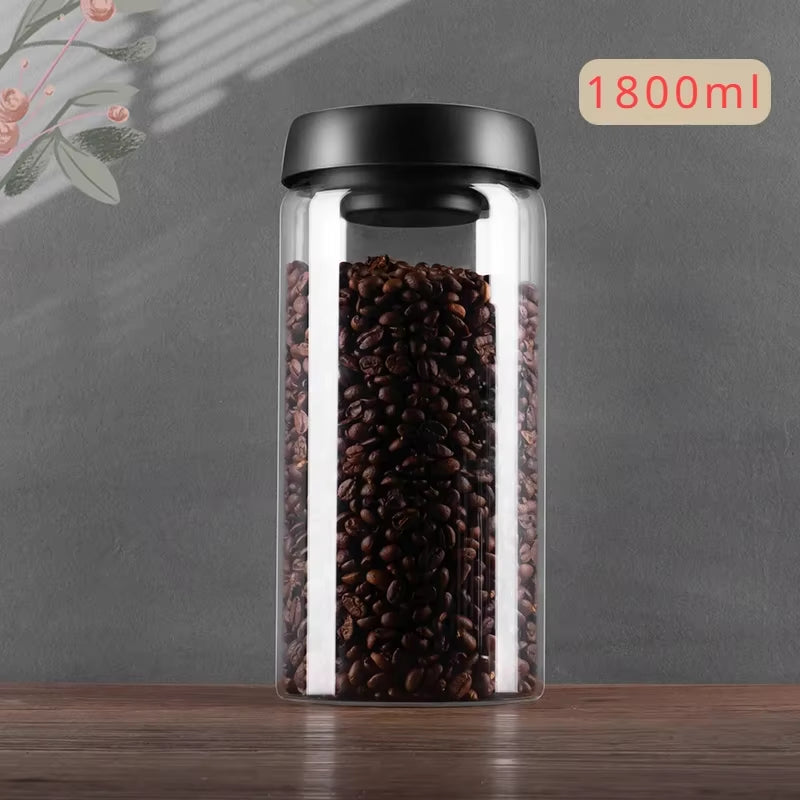 1Pcs Coffee Beans Storage Vacuum Sealed Tank Glass Food Fresh Storage Jars Moisture-Proof Air Extraction Vacuum Seal Container