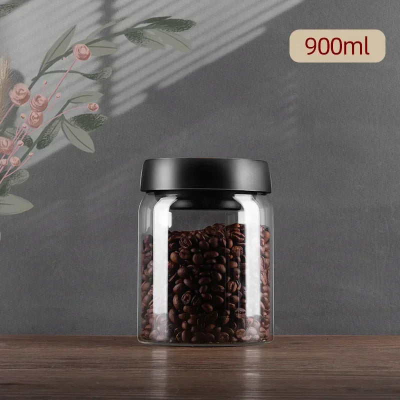 1Pcs Coffee Beans Storage Vacuum Sealed Tank Glass Food Fresh Storage Jars Moisture-Proof Air Extraction Vacuum Seal Container