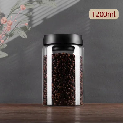 1Pcs Coffee Beans Storage Vacuum Sealed Tank Glass Food Fresh Storage Jars Moisture-Proof Air Extraction Vacuum Seal Container